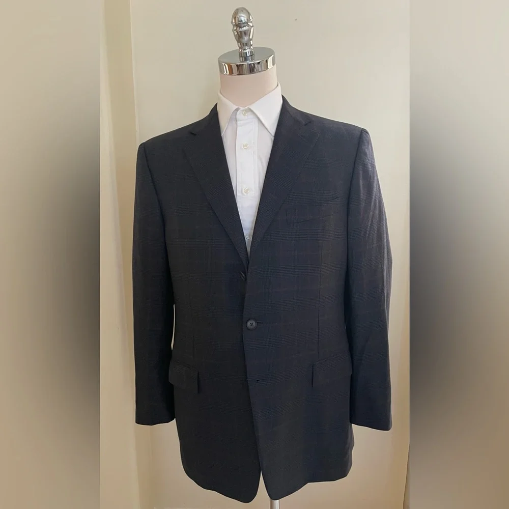 Ermenegildo Zegna Vintage‎ 15 Milmil 15 Wool Windowpane Check Jacket 44 $3690
